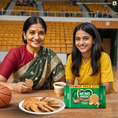 Image of Mom's Magic Rich Cashew Almond Cookies | Roasted Cashew Almond | Rich Butter biscuits | Mom's favourite baked cookies 584g - Pack of 2
