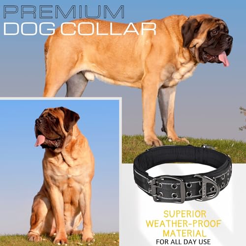 ADITYNA Riesiges Hundehalsband mit Griff, verstellbares XXL-Halsband 76,2 bis 91,4 cm, exklusiv für große Hunderassen wie Mastiff, Kangal, Bernhardiner (Schwarz, XXL: Halsumfang von 76,2–91,4 cm)