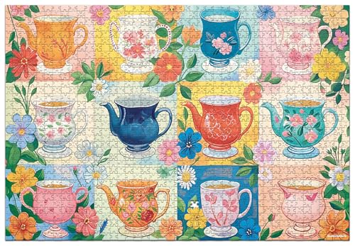 Image of Frank My Cups of Tea 1500 Piece Jigsaw Puzzle for Adults & Teenagers | Puzzle Game with Sorting Trays | Matte Finish Puzzle for Ages 15+ | Made in India | Puzzle for Kids & Adults