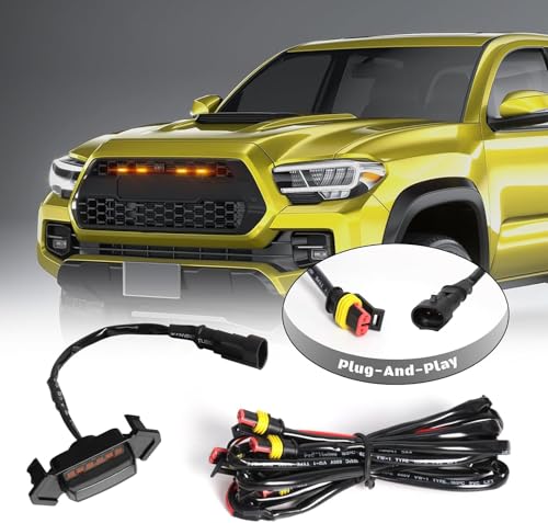 FICOLPO 4 Pcs Grille Lights Compatible with Toyota Tacoma 2016-2023 TRD Pro, OEM Style LED Front Grille Lights for Tacoma Accessories with Fuse & Harness (Amber) by FICOLPO - Image 4