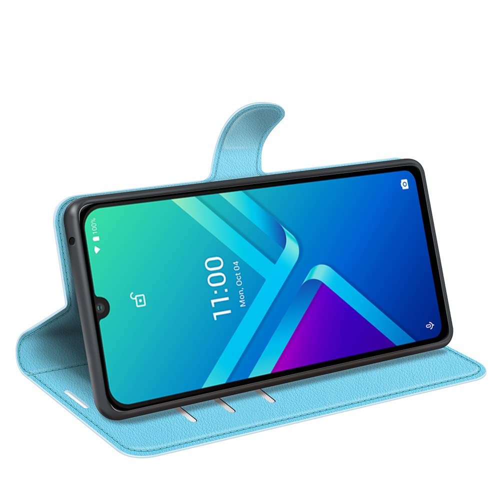 Custodia In Pelle Con Clip E Passante Per Wiko Y80 – Chiusura Magnetica, Ecopelle Nera Con Cuciture – Protezione Da Urti