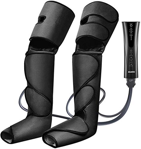 AGARO Magma Air Compression Leg Massager with Handheld Controller, 3 Massage Mode and Intensity for feet, Calf and Thigh, Corded Electric, Black