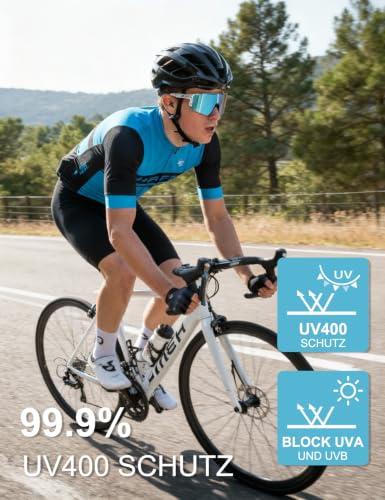 DUDUKING Sonnenbrille Fahrradbrille Herren Damen,Wassertransferdruck Sportbrillen Radsport Brillen für Outdoorsport Radfahren Laufen Golf… – Ansicht 3