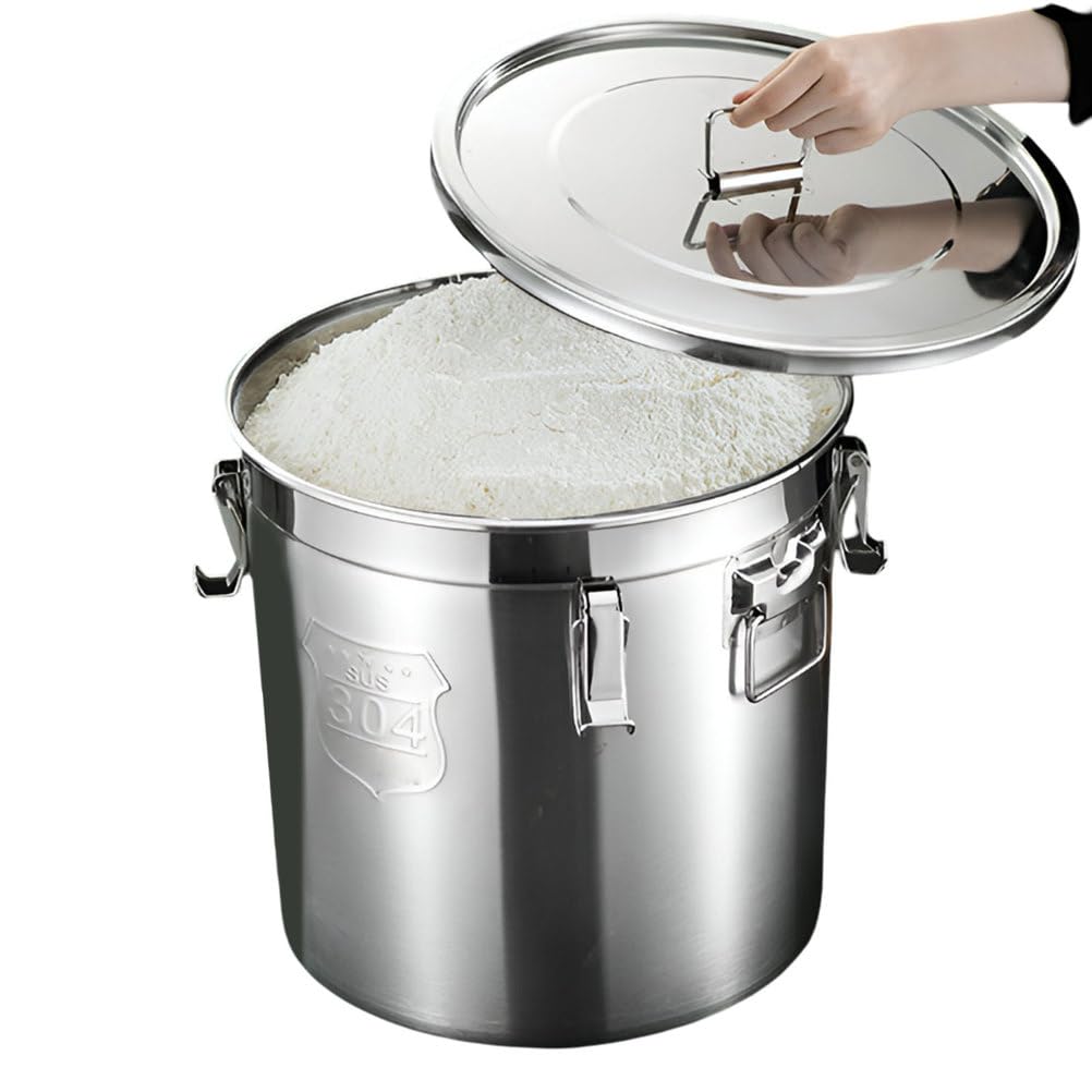 AIZYR Luftdichter Behälter Aus Edelstahl 304, Vorratsbehälter Lebensmittelbehälter Mit Deckel Transportbehälter Für Mehl, Kaffeebohnen, Zucker, Tee,25cm*25cm