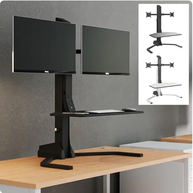 Supporto per monitor da ufficio con caricabatterie e mensola Convertitore da scrivania Riser da scrivania