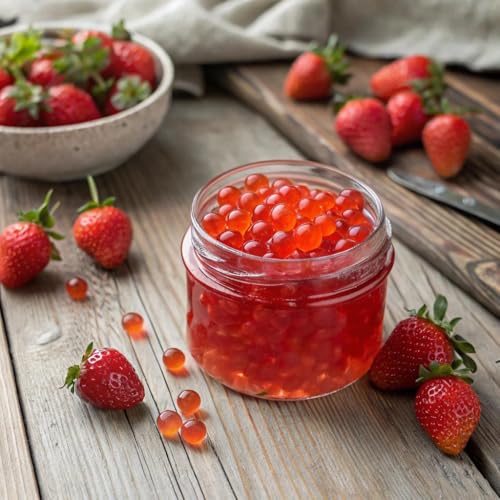 image for BREXONIC Strawberry Boba Pearls Popping Bursting Boba, Tapioca Pearls 