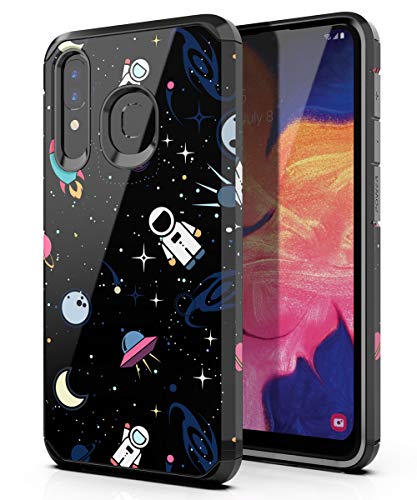 PBRO Galaxy A20 Case,Galaxy A30 Case,Galaxy A50 Case Cute Astronaut Dual Layer Soft Silicone & Hard Back Cover Heavy Duty PC+TPU Protective Shockproof Case for Samsung Galaxy A20/A30/A50-Space/Black