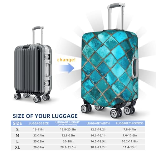 Square Glass Mosaic Print Luggage Cover For Suitcase,Washable Elastic Travel Suitcase Protector With Zipper Closure And Bottom Buckle – Fits 18-32" Luggage-Large4