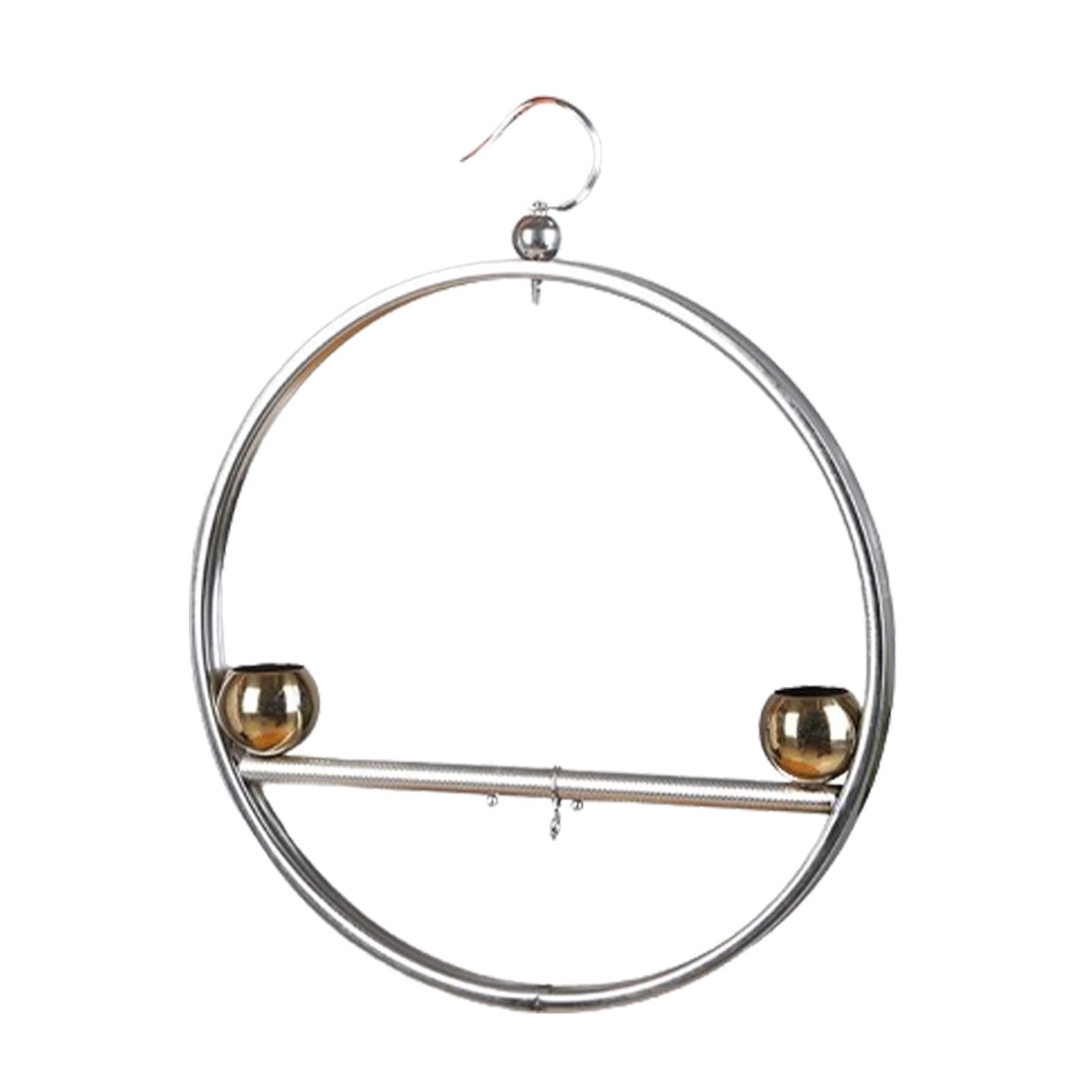 Supporto per uccelli in acciaio inox, altalena rotonda per pappagalli, supporto per pappagallo, supporto per altalena, design a doppia nappa, antiruggine, con gancio, per animali