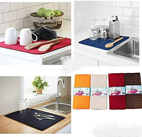 Image of PAXCOO Dish Drying Mat, Cloth Placemats, Machine Washable Linen Style Thick Place Mats, Heat Resistant and Easy to Clean Fabric Table Mats for Kitchen Dining Table(Multicolored)