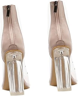 Botines De Tacón Alto Para Oficina Con Cordones Para Otoño Para Mujer Transparentes Elegantes De Tacón Alto Material De La Goma Color Rosa