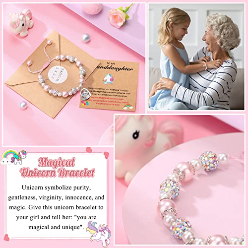 Unicorn Bracelet for Daughter/Granddaughter/Granddaughter/Bonus Daughter Adjustable Pink & White Pear Bracelet, Birthday Christmas Graduation Gifts for Girls4
