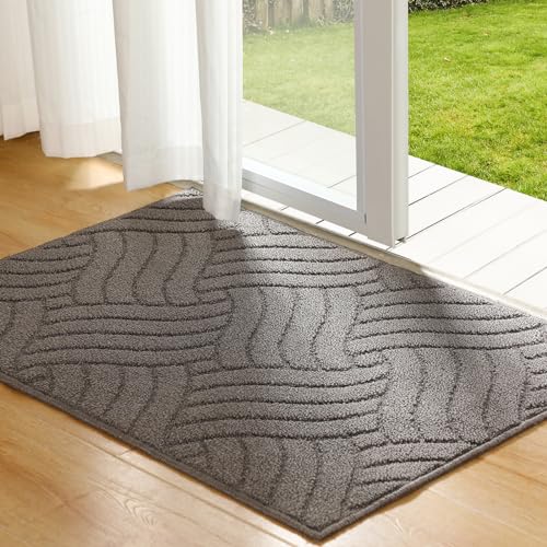 AmzGod - AmzGod Indoor Door Mat 32"x48" Non-Slip Front Door Mat Low-Profile Entrance Mat Knot Stripe Mat for Entryway,Dark Gray
