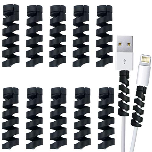 12 PCS Charger Cable Saver Protector, Headphone, USB Cord, Charger Cable Protector, Suit for All Cellphone Data Lines(Black)