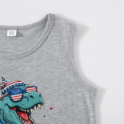 Image of Toddler Boys 4th of July Tank Cotton Kids American Flag Shirts Patriotic Sleeveless Tees Top 2-7 Years