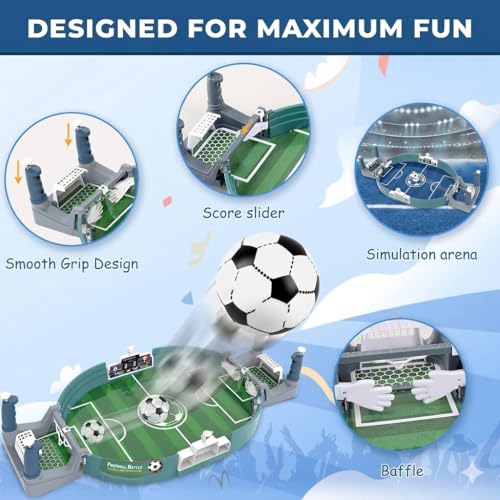 Image of Funky Panda Football Table Top Game for Kids 3+ Years | 2-Player Mini Indoor Soccer Board Game | Builds Hand-Eye Coordination, Focus & Strategy | Includes 4 Balls | Portable Sports Gift for Boys&Girls