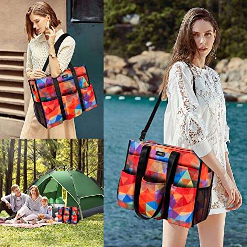 Image of IBFUN Utility Tote Bag with 14 /24 Pockets Zip Top Teacher Tote Bag for Teacher /Work Women
