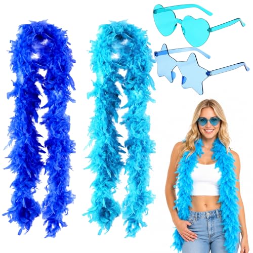 4Pcs Blue Feather Boa Set Feather Boa Blue Feather Boa Multipack