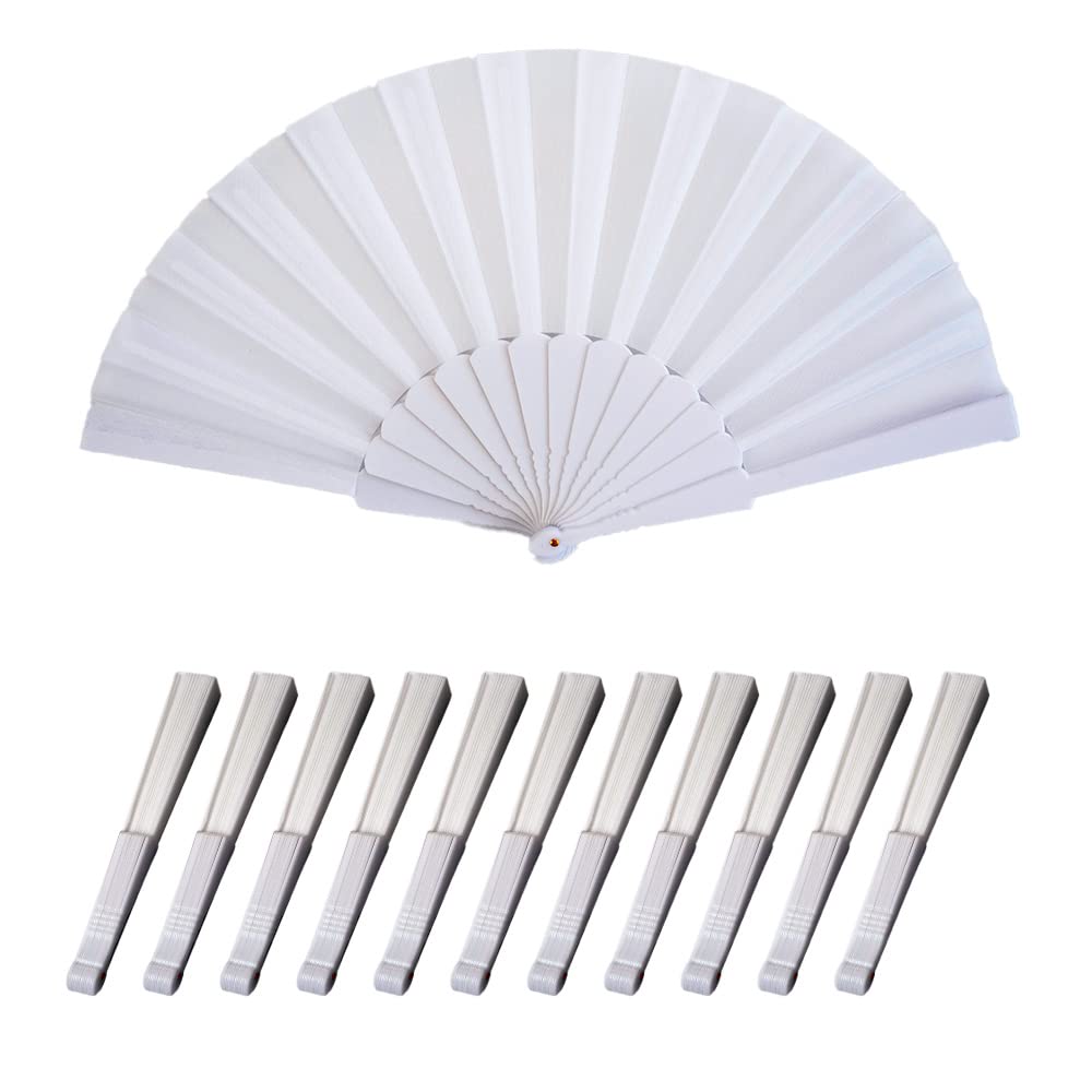Éventails pliables blancs 22,9 cm lot de 12 pour accessoire de danse