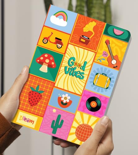 Image of DOODLE A5 Undated Notebook - 160 Pages (12 Month Planner + 148 Ruled Pages), Soft Cover Journal with 80 GSM Thick Paper, Retro Design Diary for Work, Study, Office, Travel & Gifting