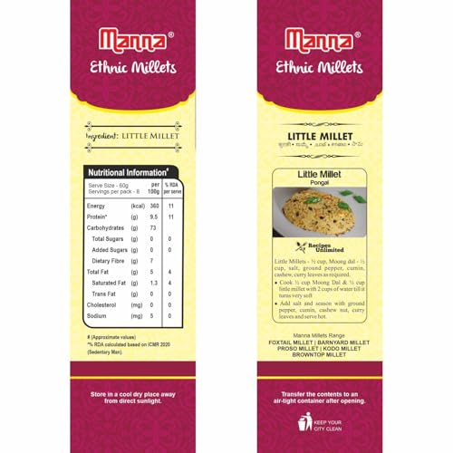 Image of Manna Little Millet 2.5kg (Kutki /Samai /Same /Samulu) | Natural Grains | Low GI Native Rice | High Protein & More Fibre than Rice (Little Millet)