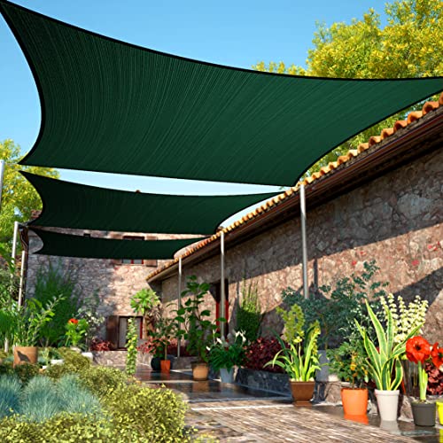 ShadeMart 10' x 20' Green Sun Shade Sail Rectangle UPF50 smTAPR1220 Canopy Fabric Cloth Screen, Water Permeable & UV Resistant, Heavy Duty, Carport Patio Outdoor - We Customize Size