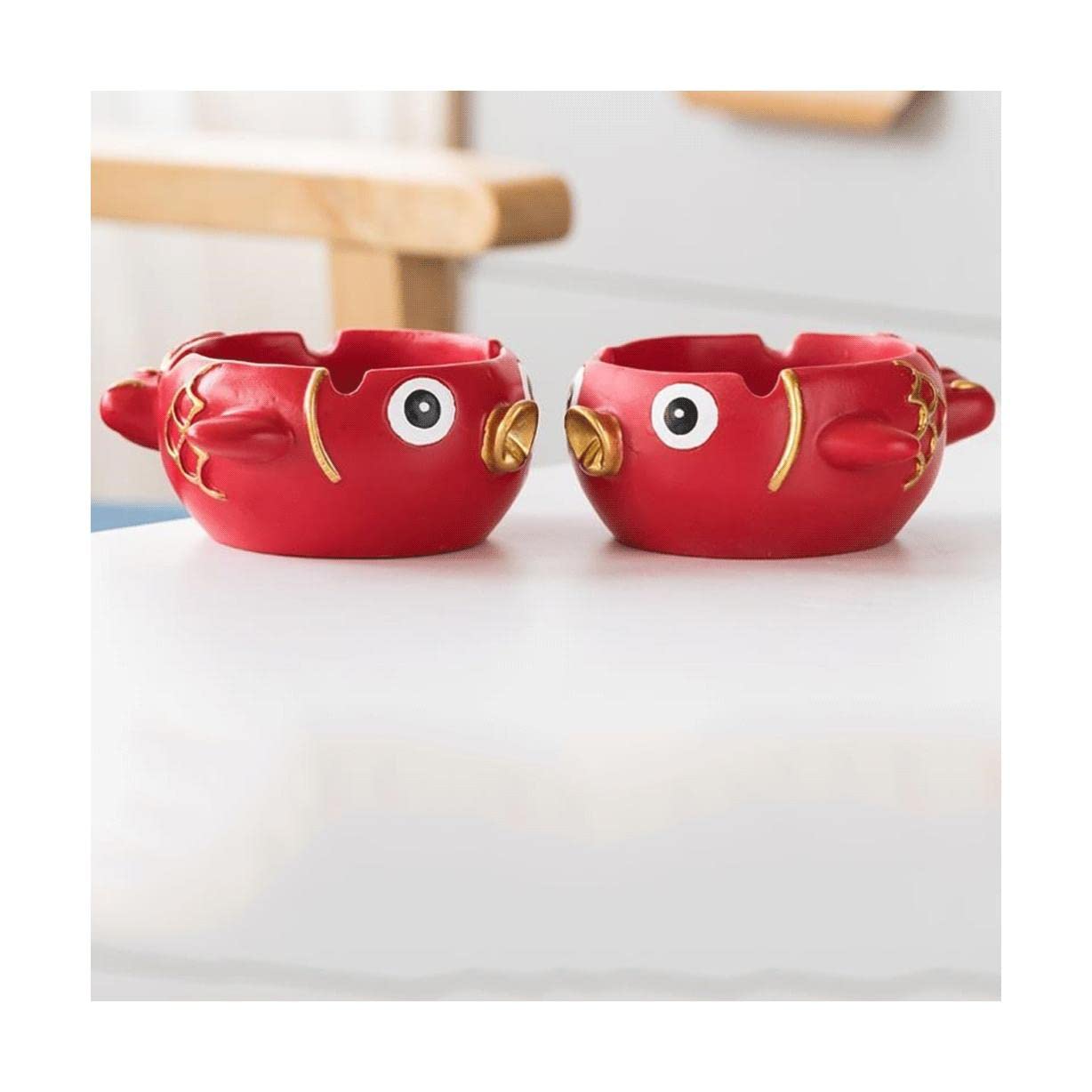 popielniczki Pięknie popielniczka z żywicy przenośna popielniczka o dużej pojemności cygaro popielniczka samochodowa popielniczka Craft dekoracja stołu prezenty w pomieszczeniu praktyczne(Red Fish x2)