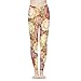 Irisjudy Rose Flowers Skinny Yoga Pants for Women, Bright Countryside Floral High Waist Stretchy Tummy Control Tights Leggings, Beige Orange Soft Comfy Breathable Casual Pants