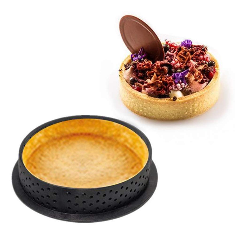 8 szt. okrągły kształt forma do ciasta mus koło tarta pierścień okrągłe formy do ciasta pierścienie do ciasta forma do musu ciasto DIY forma do pieczenia narzędzie perforowany pierścień nieprzywierające naczynia do pieczenia