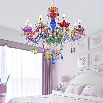 Amazon.co.jp: OKelly シャンデリア 8灯 彩色クリスタル