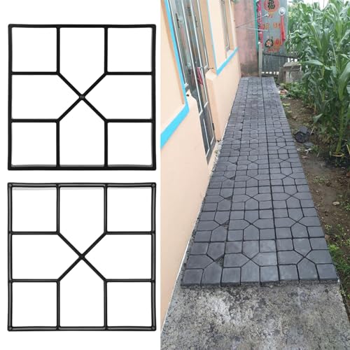 Greensen Moule à Béton en Plastique, 8 Grilles, pour Pavés, Dalles de Terrasse, Plaque de Coulée