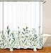 Produktbild M&W DAS DESIGN Duschvorhang Vintage Garden Plants Pflanzen Textil gelb grün Natur Wachstum Vorhang Ruhe Schimmelresistent Blätter Farbfest inkl. 12 C-Ringe Gewicht unten Badzimmer