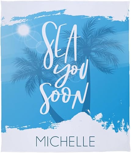 Miniatura 10 de GiftsForYouNow Toalla de playa personalizada de tortuga tropical, 30 x 60 pulgadas, tela de microfibra de poliéster de rizo