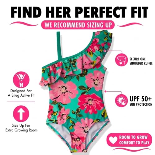 Image of Kanu Surf Girls Morgan Floral Ruffle 1-Shoulder 1-piece Swimsuit