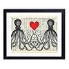 Octopus love vintage dictionary art print antique wall art home decor modern boho poster farmhouse decoration living room bedroom office 8×10 inches ready to frame  urban country home decor