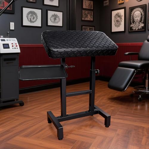 Heavy Duty Tattoo Armrest Stand -Height Adjustable Soft Tattoo Armrest with Magnetic Adjustable Tattoo Table Station for Tattoo Supplies, Professional Tattoo Furniture (Armrest Stand+One tray)