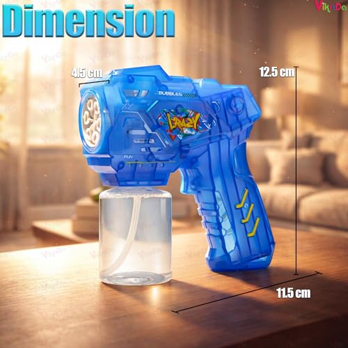Image of VikriDA Electric Bubble Gun for Kids (3+) | 15-Hole Automatic Bubble Maker with LED Lights | Leak-Proof Bottle | Easy Trigger & Ergonomic Grip