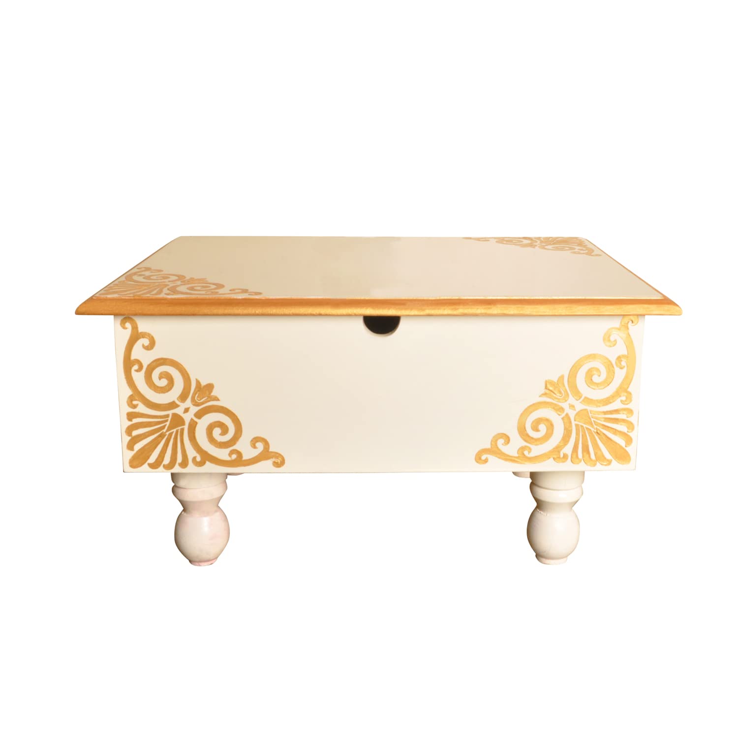 Lalhaveli Multipurpose Usage Wooden Off White Writing Table/Laptop Table/Bed Table Hand Painted Chowki with Drawer Kitchen Accessories Items Ganpati Puja Chowki Bajot (16X12X9 Inch) (B09XXMKTJT) Amazon Price History, Amazon Price Tracker