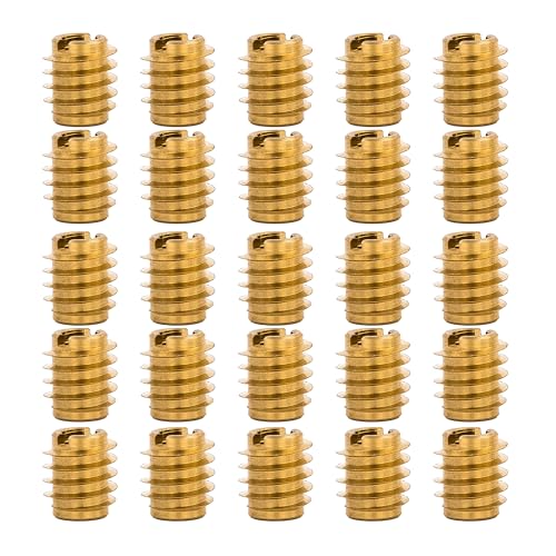 Image of E-Z LOK Knife Threaded Insert for Hard-Wood, Brass Thread Inserts 1 /4-28 Internal Threads, 0.500 inch Length Pack of 25