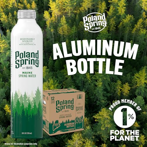 Poland Spring Maine Spring Water Aluminum Bottle – Crisp, Still Bottled Water with Naturally Occurring Minerals & Electrolytes for Taste - 12 Pack- 25 fl oz - Image 3