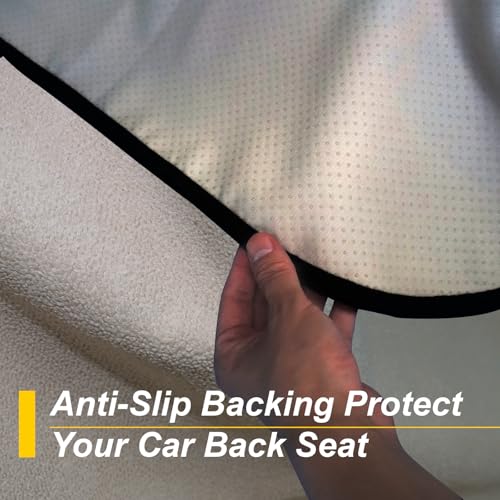 Image of Back Seat Cover for Car Trucks Van SUV Jeep,Waterproof Rear Bench Towel Seat Covers for Dogs and Kids,Automotive Backseat Protector (Off-White)
