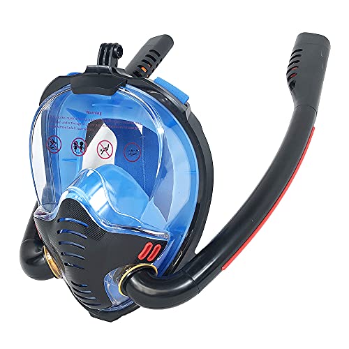 雑貨の国のアリス 収納袋付 曇り止め シュノーケルマスク ダイビングマスク ダブルチューブ シュノーケリング フルフェイス 浸水防止 180度 (Sサイズ) [並行輸入品]のサムネイル