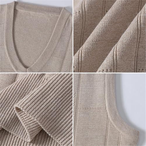Men V Neck Knit Vest Sweaters Casual Sleeveless Sweater4