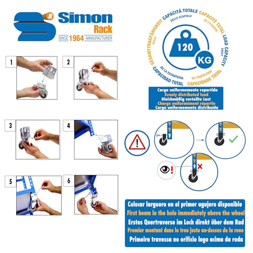 Simonrack Schwerlastregal, Lagerregal, 97,5x80x50 cm, Metallregal, Kellerregal, Biegestelle 75 kg, 3 Fachböden, Blau/Verzinkt - Simonclick