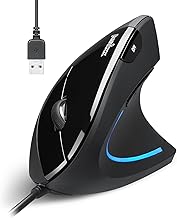 Perixx PERIMICE-513 Wired Vertical USB Mouse - 6 Buttons - 1000/1600 DPI - RSI - Carpal Tunnel - Pain Relief
