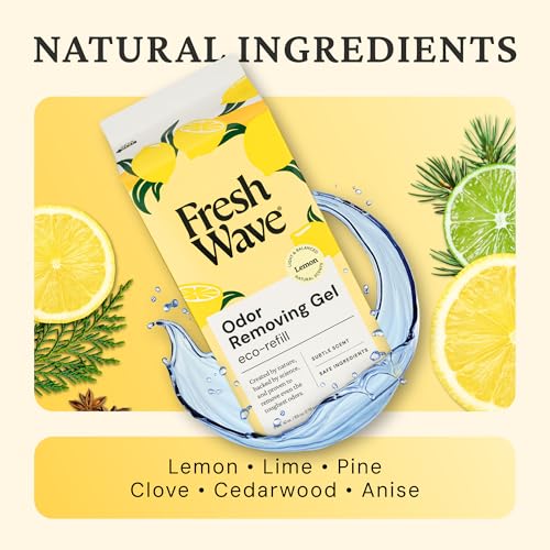 Image of Fresh Wave Odor Removing Gel Eco-Refill, 63 oz. Lemon Scent | 2 Empty Refillable Glass Jars | 2 Room Set
