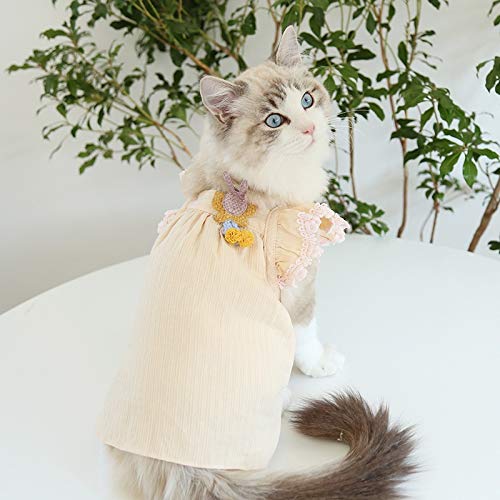 Fegoclt Multi Colors 2021 Newest Dog Dresses For Spring And Summer Three Colors Soft And Adorable Pet Skirt Fresh Dog Cats Accessories (Color : Yellow, Size : X-Small) #TOP4