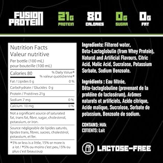 Fusion Protein Ready to Drink - 21g High Protein Zero Sugar Drink Mix in Lime Berry Flavor, Healthy Drinks for Muscles, Low Calorie Meal Replacement Shakes for Women and Men - 100ml Bottle, Pack of 4