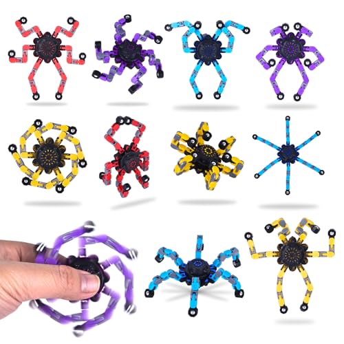 Fidget Spinner, Hand Spinner Jouet de Robot Déformable DIY, Finger Spinner, Robot à Chaîne Transformable, Jouet Sensoriel Anti-Stress pour Enfants Adultes...