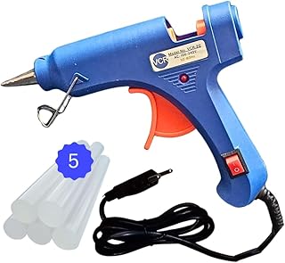 VCR 20W Hot Melt Glue Gun for Crafting & DIY Purpose - 20 Watts - ON/Off Switch for Precise Glue Output - Easy To Use Blue Glue Gun + 5 Transparent - 7mm Glue Sticks - VCR 20 Mini Price in India